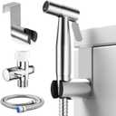 Handheld Bidet Sprayer for Toilet, Jet Sprayer for Toilet Muslim Shower, Adjustable Cloth Diaper Sprayer Bidets for Attachment Toilet with Bidet Hose for Feminine Wash (1 SET, Brushed Nickel)