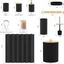 Bathroom Accessories Set 22 Pcs, Complete Bathroom Decor Set with Shower Curtain, Hooks, Waste Bin, Soap Dispenser, Toothbrush Holder, Black Bathroom Accessory Kit for Home Decor