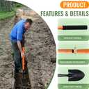 Small Shovels for Digging, Garden Spade Shovel Beach Shovels with 43.3in Handle,Heavy Duty Portable Metal Shovel for Gardening Camping Trenching Digging Landscaping,Off-Road Use, Orange