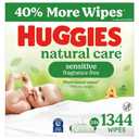 Huggies Natural Care Sensitive Baby Wipes, Unscented, Hypoallergenic, 99% Purified Water, 24 Soft Packs of 56 (1344 Wipes Total)