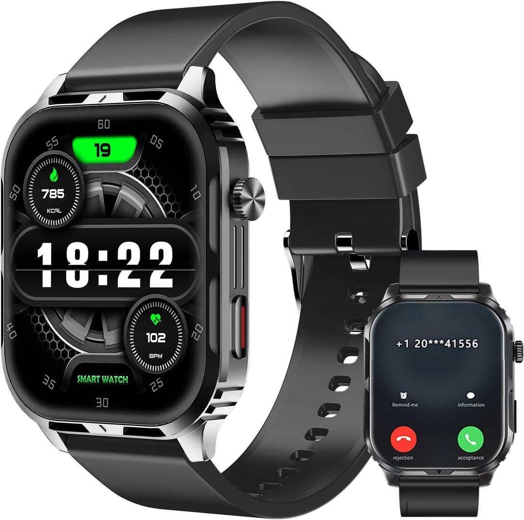 Smart Watch for Men Women with 2.1" HD Screen Military Watches, Call & Text for Android iOS, Heart Rate & Activity Tracker, IP68 Waterproof, 100 Sport Modes