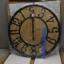 Large Wall Clock for Living Room Decor, Non Ticking Silent, Battery Operated Modern Vintage Wood Oversized Decorative Wall Clock for Bedroom Kitchen Farmhouse Office Decor (24inch, Antique Bronze Metal - Arabic Numerals)