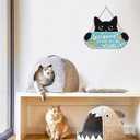 Funny Black Cat Wooden Decoration,Welcome Hope You Like Cats Decor,Cat Wall Decor,Cats Lovers Gifts,Kitty Door Hanger,Kitten Wooden Plaque,Cute Pet Wall Hanging Sign for Porch Yard Bedroom Home (Blue)