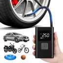 Tire Inflator Portable Air Compressor, 150PSI Pocket Car Tire Pump Electric Auto-Stop Bike Tire Pump With Led Light And Digital Pressure Gauge For Motorcycle, Auto, Ball, Bicycle