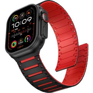 Magnetic Band Compatible with Apple Watch Bands 49mm 46mm 45mm 44mm 42mm Men, Soft Silicone Sport Strong Magnet Loop Replacement Strap for iWatch Ultra 3 2 1 Series 11 10 9 8 7 6 5 4 3 2 1 SE