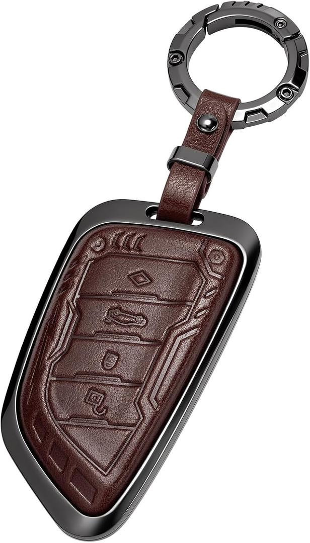Key Fob Cover for BMW, Keychain,Mech-Relief,Metal Leather Compatible with BMW X1 2 3 4 5 6 7 8 Series M3