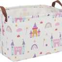 Baby Baskets Nursery Basket Girl Baby Storage Bins Rectangular Cute Kids Toy Storage Bin Organizer Book Shelf Basket Rose Room Decor(Castle)