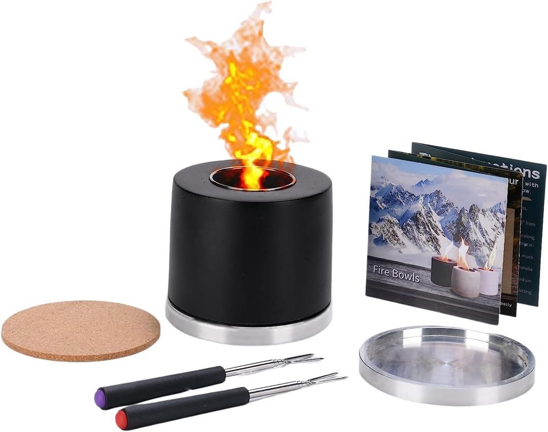Table Top Firepit |Tabletop Fire Pit Bowl for Table Portable Smores Firepit Great for Indoor & Outdoor Small Table Top Fire Pit Bowl Gifts for Everyone Concrete Portable Tabletop Fireplace