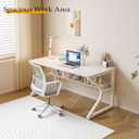 OSCHF 47.3-Inch Writing Desk with Storage Shelf, Warm White, 47.3x23.6 inch