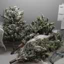 Puleo International 6.5ft Pre-Lit Slim Flocked Aspen Fir Christmas Tree with 350 Clear Lights, 760 Realistic Dense Snow Flocked Branch Tips, Easy Setup Artificial Trees with Sturdy Metal Stand