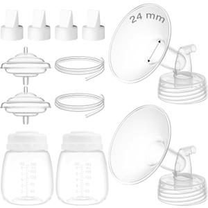 24mm Flange Kit Compatible with Spectra S1/S2/9 Plus/Motif Luna, Includes Flange 24mm, Bottles, Tubing, Valves, and Backflow Protectors