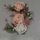 Fnize Pink Corsage and Boutonniere Set for Bride Groom Bridesmaids Groomsmen Wedding Homecoming Flowers Prom Suit Accessories, Rose Boutonniere and Wrist Corsage Flower
