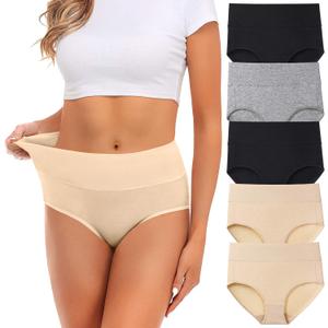 Women's Underwear, Cotton Mid Waist No Muffin Top Full Coverage Brief Ladies Panties Lingerie Undergarments for Women Multipack (Medium) (One Missing )