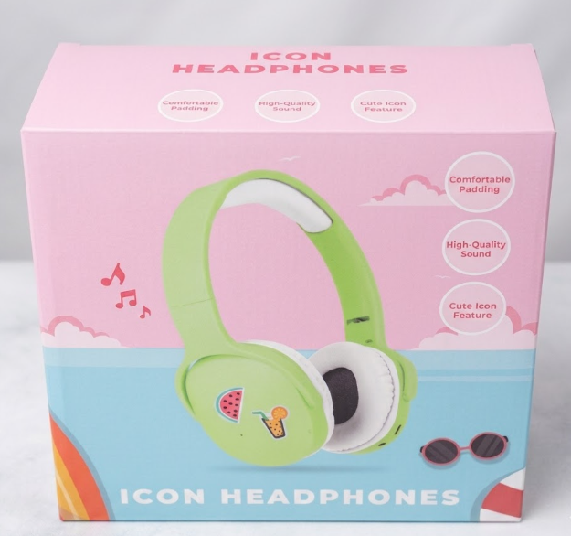 2pcs Icon Headphones Summer Style Cute Icon Features ,For Kids TeensGreen