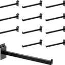 12 Inch Square Tubing Slatwall Shelf Bracket , Heavy Duty Slat Wall Floating Shelf Bracket with Lip, Slatwall Accessories for Retail Display,Garage (12Pcs, Black)