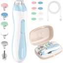 Baby Nail Trimmer Electric Baby Nail File,USB Charging 15 in 1 Nail Clippers kit with Dust Cover LED Light,Trim Buffer Kit for Newborn Infant Toddler or Adults Toes Fingernails CareBlue