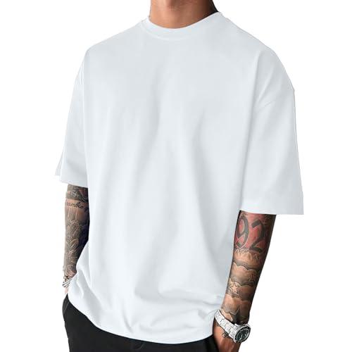 Men's Fashion Oversized Tshirts Workout Short Sleeve T-Shirt Dry Fit Lightweight Crewneck Tee Tops White, Size L Men's Fashion Oversized Tshirts Workout Short Sleeve T-Shirt Dry Fit Lightweight Crewneck Tee Tops White, Size L