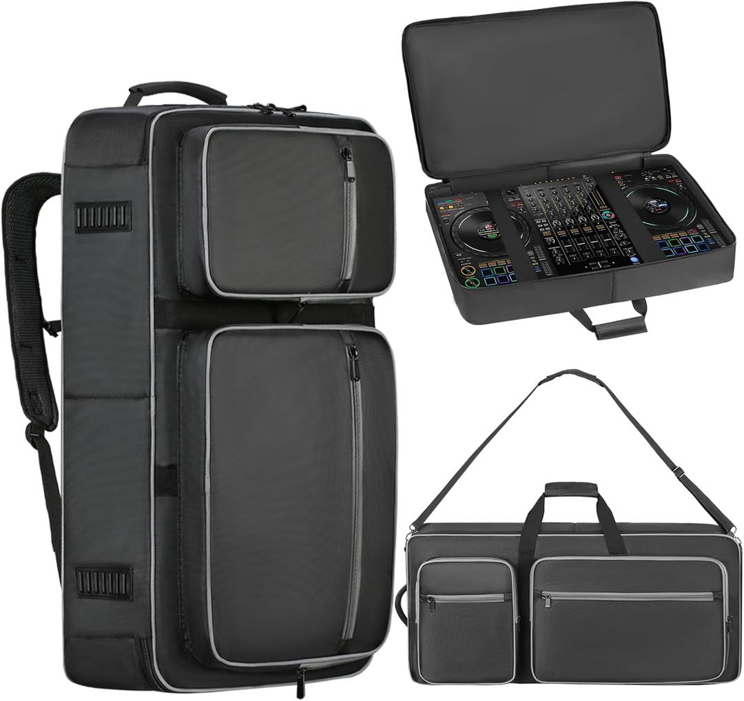 DJ Controller Case Compatible with DDJ FLX4/400/REV1, Numark Mixtrack Platinum FX/Pro FX/Pro3, Hercules Inpulse 500, DJ Backpack Padded Gig-bag with Multi-pocket Adjustable Shoulder Strap