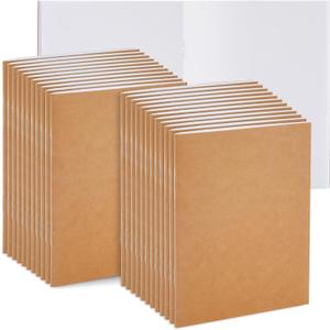 Paper Junkie Blank Notebook Bulk, Brown Unlined Kraft Paper Journals for Kids Drawing, Sketching, Sketchbooks for Students to Write Stories, Classroom Supplies - A6 4x6 inch - Small (Pack of 24)