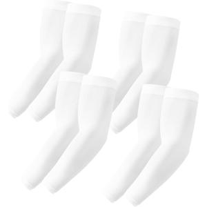 Stelle Arm Sleeves UV Sun Protection Compression Cooling Sleeves UPF 50 for Women Men Sport/Working/Tattoo Cover up (4 Pairs-4 White)