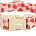 Strawberry Dog Collar, Cute Pink Dog Collars for Large Dogs, Sweet Fresh Style Pet Collar Large Dog Collars, Puppy Collar with Quick Release Buckle for Girl Boy Dog-L