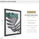 MCS Studio Gallery 16x20 Poster Frame Black Woodgrain Engineered Wood, Vertical & Horizontal Wall Hanging Large Picture Frame for Photos, Posters & Art Prints (1-Pack)