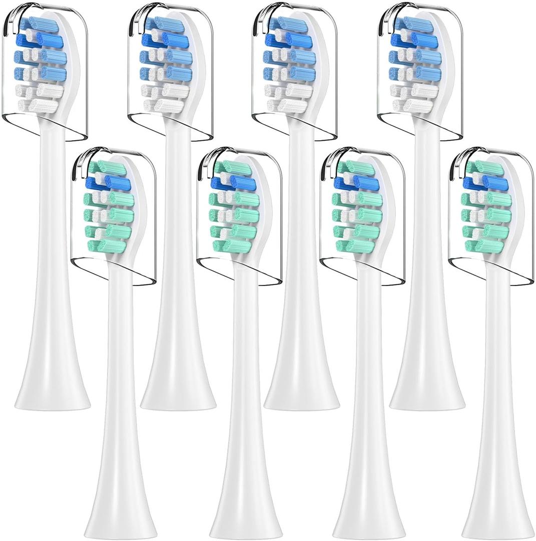 Replacement Heads for Philips Sonicare Electric Toothbrush, Brush Head Compatible with Sonicare G3 C3, 8PCS (Blue&Green, Medium)