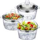 Baderke 3 Set 8.54 Chilled Salad Bowl with Ice Chiller Base and Lid Chilled Serving Trays with Stainless Steel Plate Cold Food for Party Outdoor Picnic(Classic Bowl,Stainless Steel Gray)