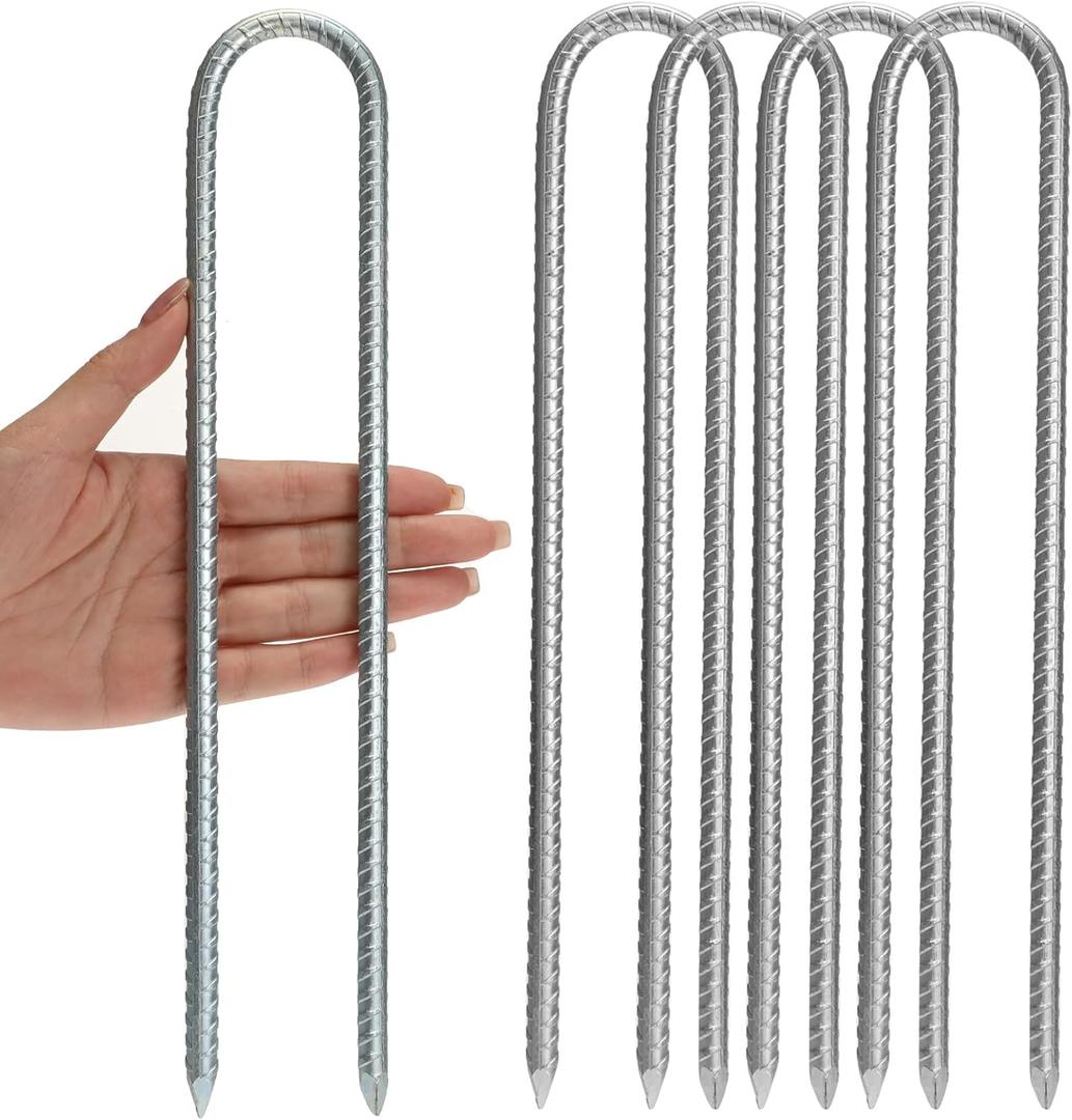 Ground Stakes Galvanized Steel Rebar Stakes Heavy Duty U Shaped Trampoline Stake Ground Anchors Pegs 12inch 4 Pack