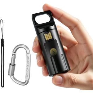 YubiKey Case for YubiKey 5 NFC & 5C NFC, Waterproof Aluminum Security Key Holder, Shockproof Crypto Wallet Protector with Carabiner and Lanyard (Black)