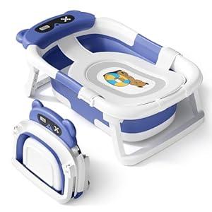 AVIDOR 2-in-1 Baby Bathtub with Stand for Newborn and Infants, Foldable Baby Bath Tub, Baby Shower Gifts for New Parents, Gray