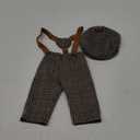 Newborn Photography Props Baby Boy Jumpsuit, Hat & Pants Knitted Crochet Costumes Romper Outfits Infant Clothes, Brown