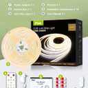 COB LED Strip Lights 32.8ft, Dimmable White CCT Tunable 2300K-6500K, DC 24V High Lumen Cuttable LED Tape Light, 6080 LED 48W CRI 90, APP Remote Control, Music Mode, For Home DIY, Living Room, Bedroom