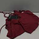 Women High Waisted Shorts Bikini Sets Tummy Control Swimsuit Two Piece Halter Drawstring Bathing Suit (Medium, Wine)