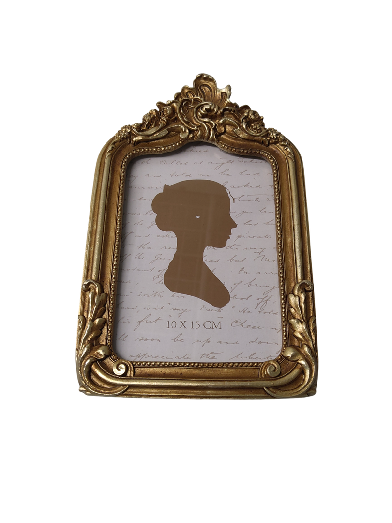 10x15 Cm Vintage Picture Frame, Elegant Antique Photo Frames with Glass Front, Photo Display, Tabletop Wall Hanging, Gift Ideas, Gold