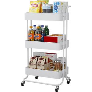 Sooyee 3 Tier Rolling Cart with Wheels,Slim Storage Cart,Narrow Storage Cabinet,Under Desk Storage,Rolling Utility Cart Storage Organizer for Office Bathroom Kitchen Laundry Room Narrow Places, Black