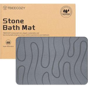 Stone Bath Mat, 24"x32" Large Size Diatomite Fast Drying Non Slip Stone Shower Mat, Super Absorbent for Bathroom & Kitchen, Multi-Use as Pet Mat, Easy to Clean, Gray (24"x31.5", Style 01-gray)