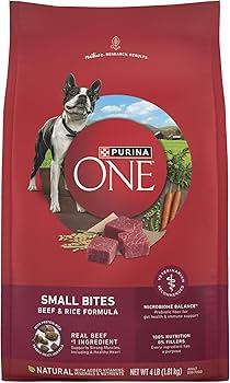 Purina ONE Small Bites Dry Dog Food for Adult Dogs with Added Vitamins & Minerals, High Protein Beef & Rice, 8 lb Bag