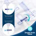 5 Pack 2000ml Urine Collection Bags with 48 Inch Flexible Tube Anti Backflow Chamber, Catheter Bags with Smooth Slide Valve Dual Hooks and Hanging Strap for Daily Liquid Collection and Easy Drainage