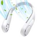 SWEETFULL Portable Neck Fan Bladeless Personal Fan 4000mAh Rechargeable Battery Operated Wearable Small Fan, 360° Cooling Airflow, 3 Speed Neck Cooler for Women Men (5000mAh, Black) (Light White)