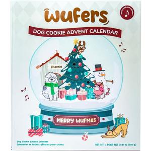 Wufers Singing Snow Globe Dog Advent Calendar, 24 Gourmet Holiday Dog Cookies  Christmas Countdown Dog Treats, Human-Grade Ingredients, Made in North America