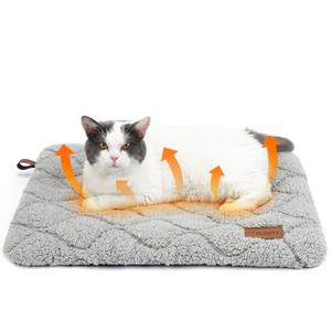 Self Warming Cat Bed Self Heating Cat Dog Mat 24 x 18 inch Soft & Fluffy Cat Bed Noiseless Thermal Pet Pad for Indoor Outdoor Pets with Removable Cover Non-Slip Bottom (24"L x 18"W x 1.2"Th)