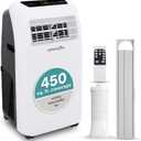 SereneLife Small Air Conditioner Portable 12,000 BTU with Built-in Dehumidifier - Portable AC unit for rooms up to 550 sq ft - Remote Control, Window Mount Exhaust Kit (White)