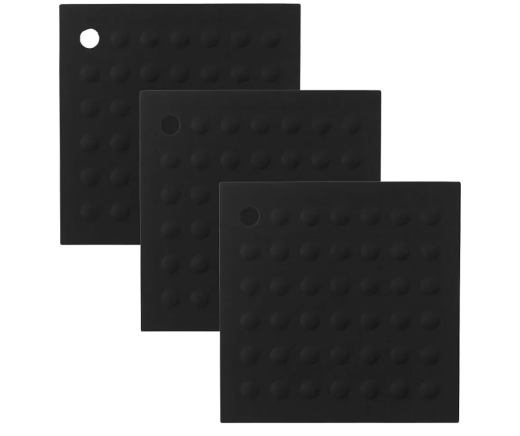 Pack Of 4 Lamson Original Hotspot Pot Holder/Trivet 3-Pack, Black