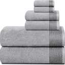 Belizzi Home 100% Cotton Ultra Soft 6 Pack Towel Set, Contains 2 Bath Towels 28x55 inchs, 2 Hand Towels 16x24 inchs & 2 Washcloths 12x12 inchs, Compact Lightweight & Highly Absorbant - Light Grey
