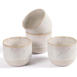 Ceramic Espresso Cups Set of 4, Double Walled Espresso Coffee Mugs for Nespresso Cups, Special glazed Demitasse Cups Expresso Coffee Cup for Espresso Machine (White)