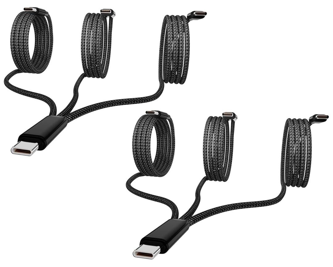 7 x USB-C Charging Cable, 2pack 4 ft 3-in-1 USB C to 3 x USB C Cable, Multi Charging for iPhone 15/15 Pro/15 Pro Max/15 Plus,Samsung S24/S23/S22/S21, Google, Amazon, Andriod,Carplay