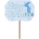 Beistle 3 Piece Happy 1st Birthday Yard Signs With Wooden Stakes - Durable Cardstock - Outdoor Lawn Party Decorations and Supplies, 24" x 14.5"
