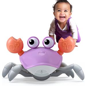 Purple Crawling Crab Baby Toy  Violet Tummy Time Interactive Moving Crab Toy with Music & Lights, Cute Running Escape Catch Me Toy for 06 Month Infants, 612 Month Crawlers & Early Walkers