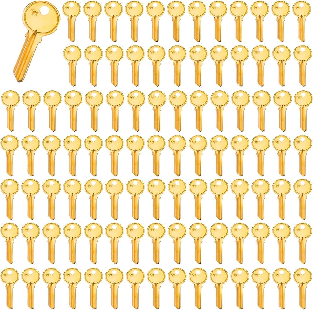 100PCS Brass Finish Key Blanks, Y1 Uncut Blank Keys